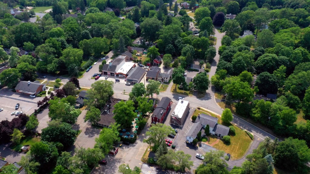 Downtown historic district streetscape in Franklin, Michigan