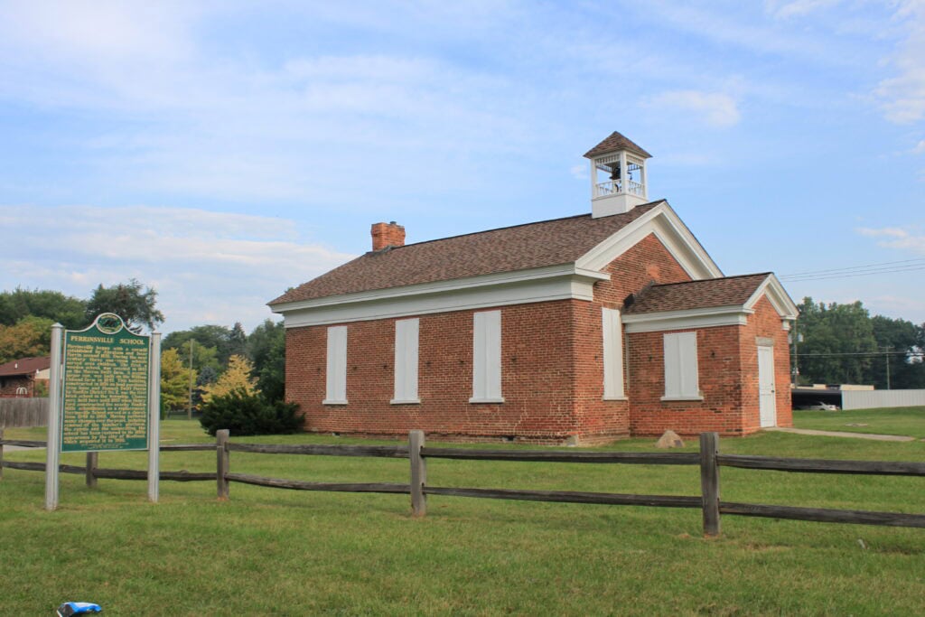The historic 1856 Perrinsville School in Westland, Michigan
