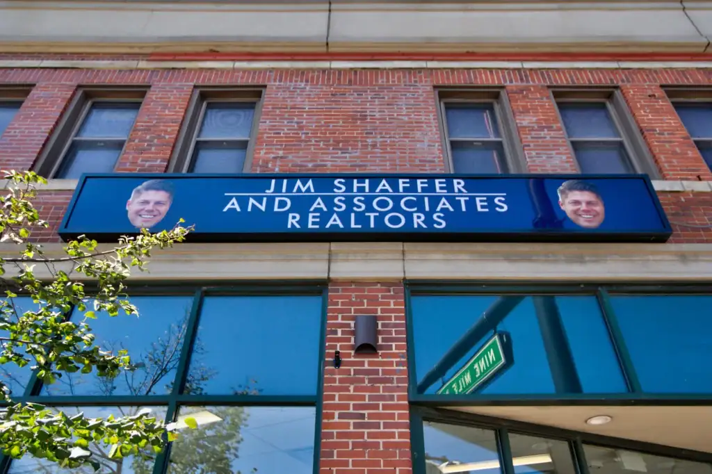 Jim Shaffer and Associates Realtors signage on a brick building in Ferndale