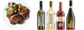 Private chef wine-pairing dinner with plated entree and wine bottles